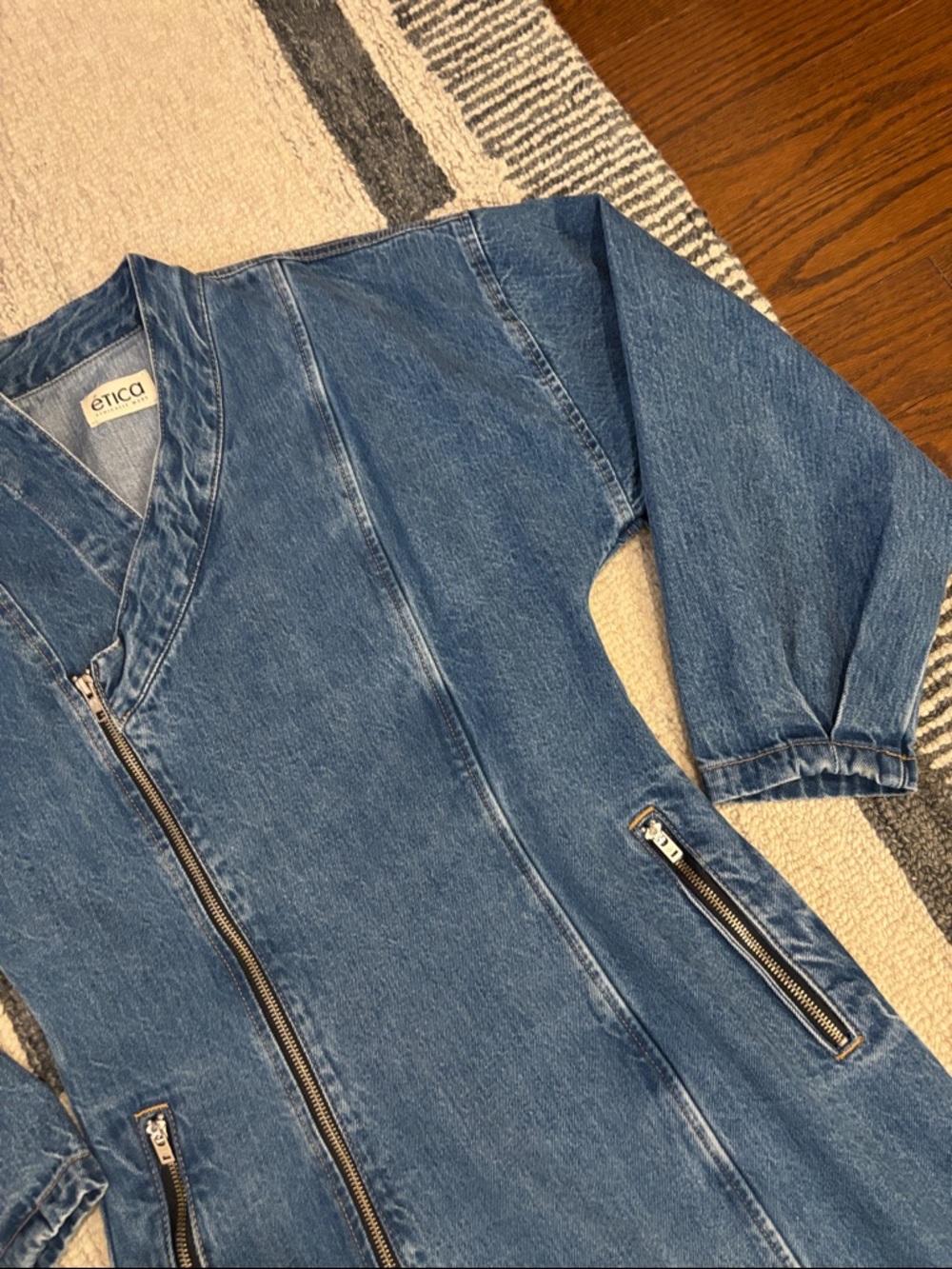 Etica Blue Denim Longline Jacket Medium NWOT - Picture 5 of 13